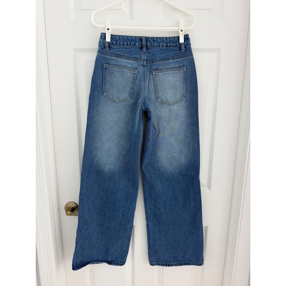 Edikted Mid Rise Wide Leg Baggy Jeans Blue Denim 26 Streetwear Skater Casual - Picture 4 of 9